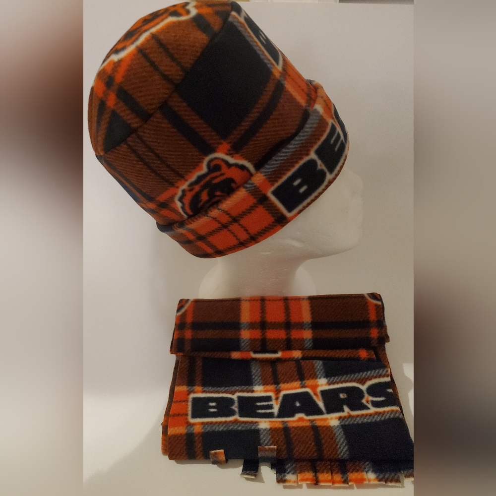 Chicago Bears Fleece Scarf and Hat set Hand Crafted